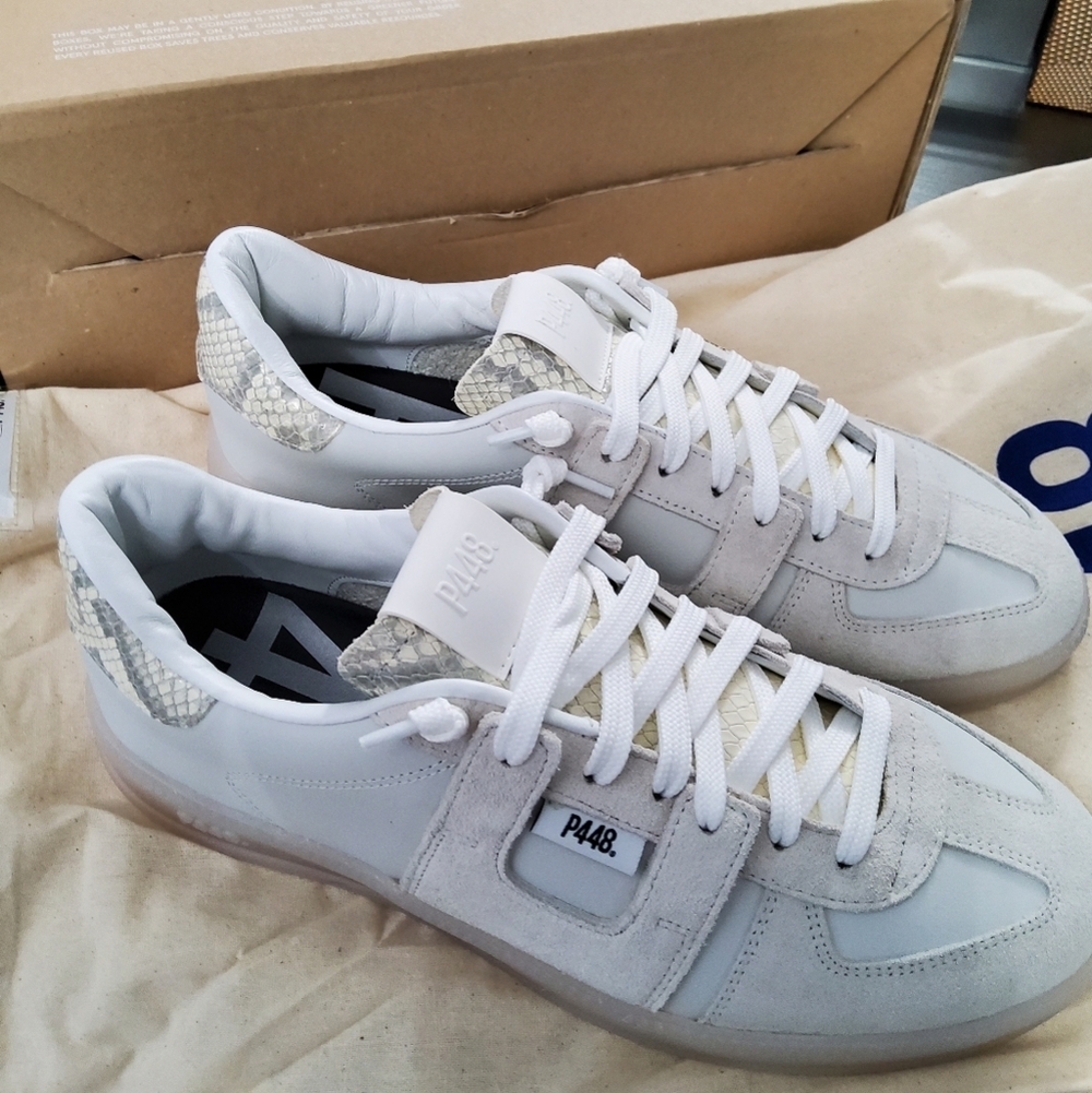 P448 Sneakers with Snakeskin Trim
